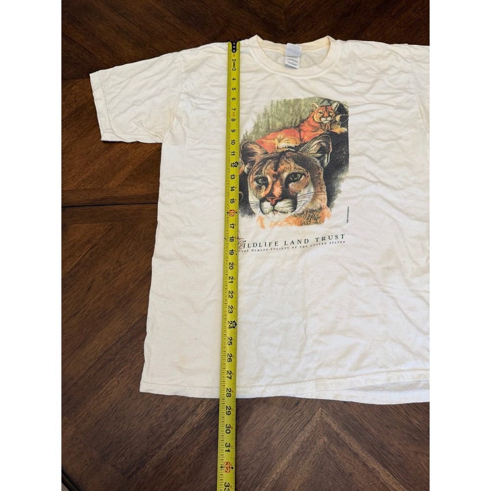 Vintage 2002 Wildlife Land Trust Cougar T-Shirt Cream Mens Large Humane Society - Picture 6 of 7